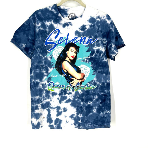 Selena Queen Of Cumbia Portrait Tie Dye T-Shirt Blue Size Medium NWOT - Picture 1 of 7